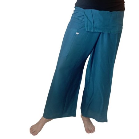 Blue Green Rayon Fisherman Pants