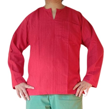 Camisa de Algodón Roja a Rayas