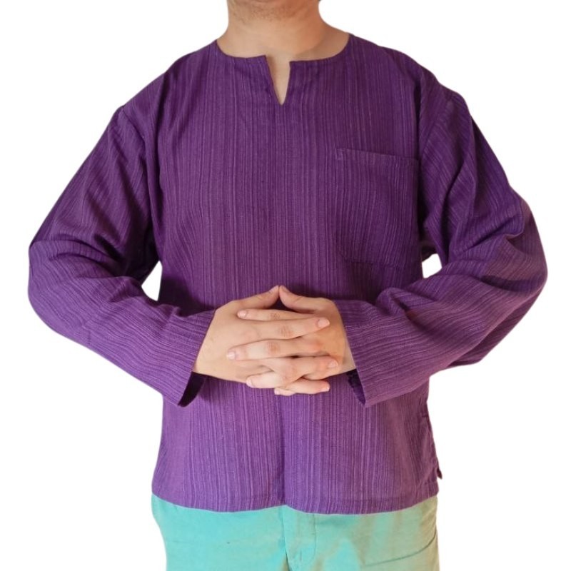 Camisa de Algodón Violeta a Rayas