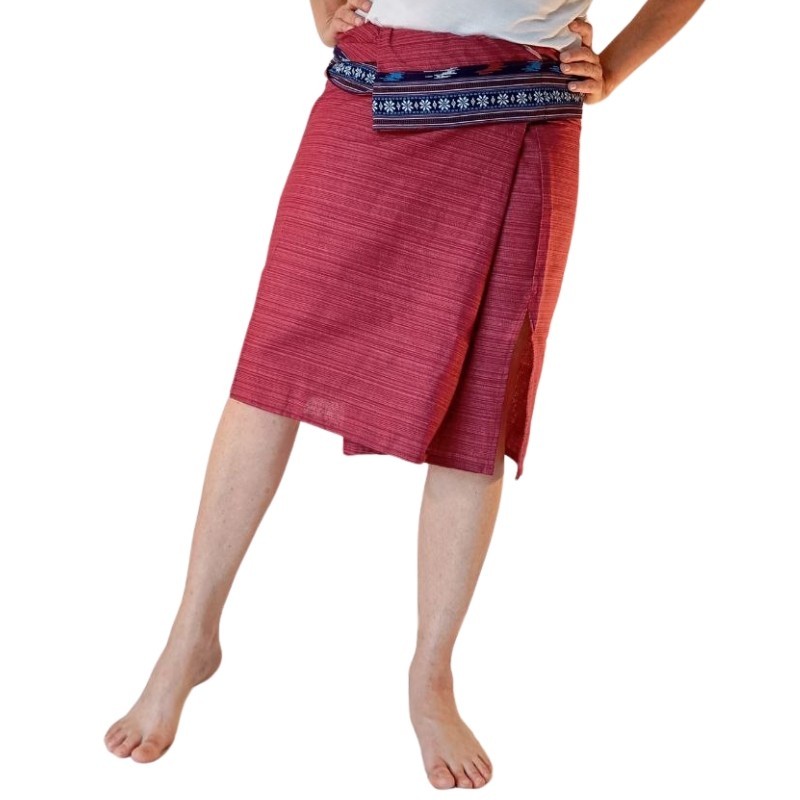 Mid-length Thai Skirt - Burgundy